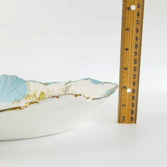 Antique Shabby Chic Porcelain Blue Shell Pink Floral Bowl c1900-16 La Francaise - Picture 10 of 12